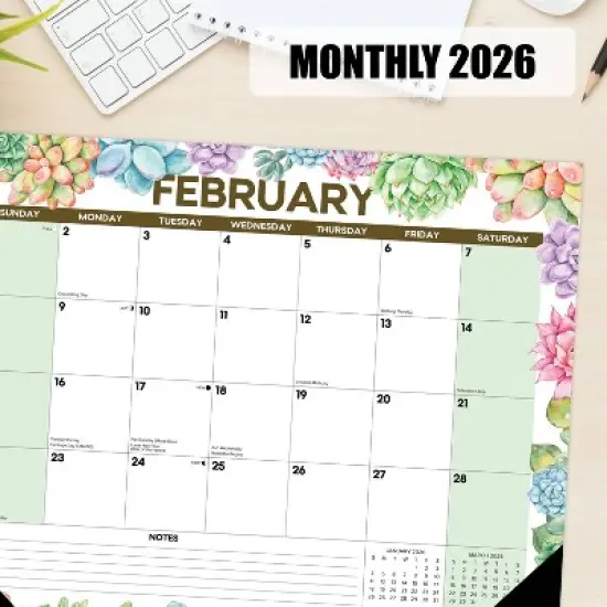 Willow Creek Press 22"x17" 2026 Succulents Large Monthly Deskpad image {3}