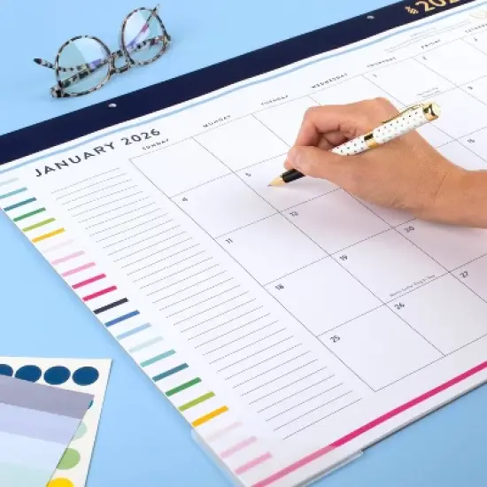 AT-A-GLANCE Emily Ley 2025-2026 22"x17.125" Monthly Desk Pad Happy Stripe image {5}