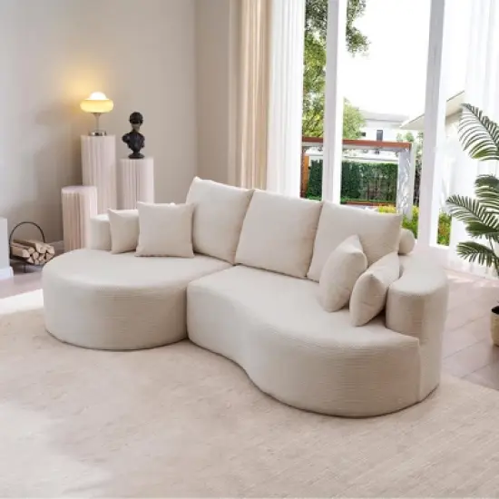 Christopher Knight Home Shamus 106" Modern Cozy Upholstered 4 Seater Curved Sectional Sofa with 7 Pillows image {8}
