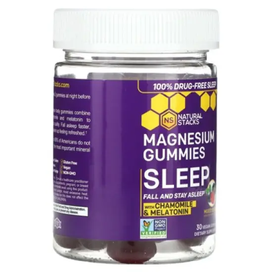 Natural Stacks Magnesium Gummies, Sleep, Mixed Berry, 30 Vegan Gummies image {3}