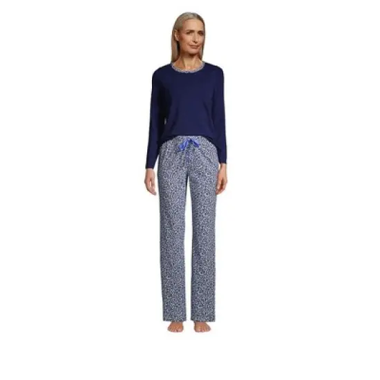 Lands' End Women's Tall Knit Pajama Set Long Sleeve T-Shirt and Pants image {3}