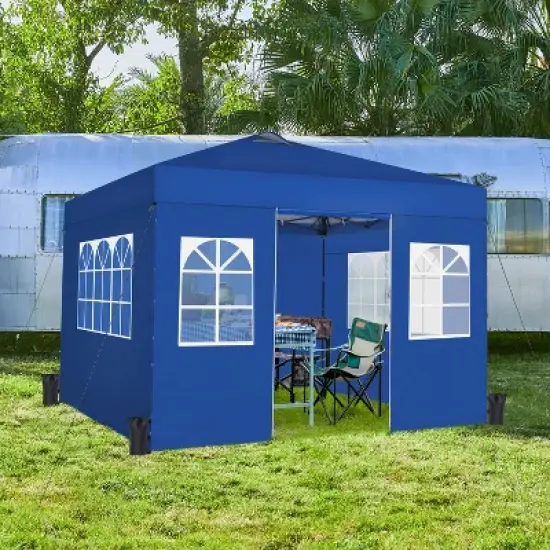 Yaheetech 10x10 FT One-Push Pop Up Canopy Tentwith 4 Side Walls & Roller Bag image {1}