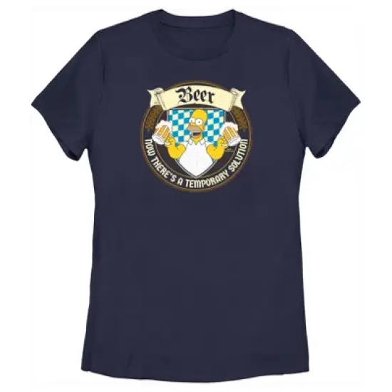 Women's The Simpsons Homer Beer Now There's a Temporary Solution T-Shirt image {3}