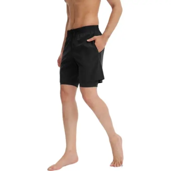 Anna-Kaci Active Men's Athletic Training Shorts with Inner Compression Layer Side Pockets and Adjustable Drawstring Waist image {3}