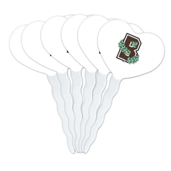 Brown University Secondary Logo Heart Love Cupcake Picks Toppers Decoration Set of 6 image {7}