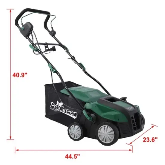 Garden Scarifier 2-in-1 Electric Dethatcher Scarifier With Removable Collection Bag Electric Lawn Dethatcher,abstract,green,40.2in,3.35ft image {4}