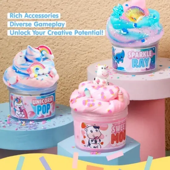 Joyfy Slime 3 Pack Butter Party Favors  Non-Sticky Pre-Made Slime For Kids DIY Stress Relief Sludge Fidget Toy Birthday Gift Educational Putty Toys image {4}