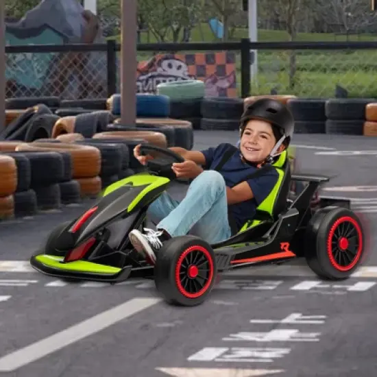 24V Kids Go Kart, Powerful Drift Kart with Dual 150W Motors, High Speed Electric Outdoor Ride On Toy, Battery Powered Ride On Racing Car with Music image {10}