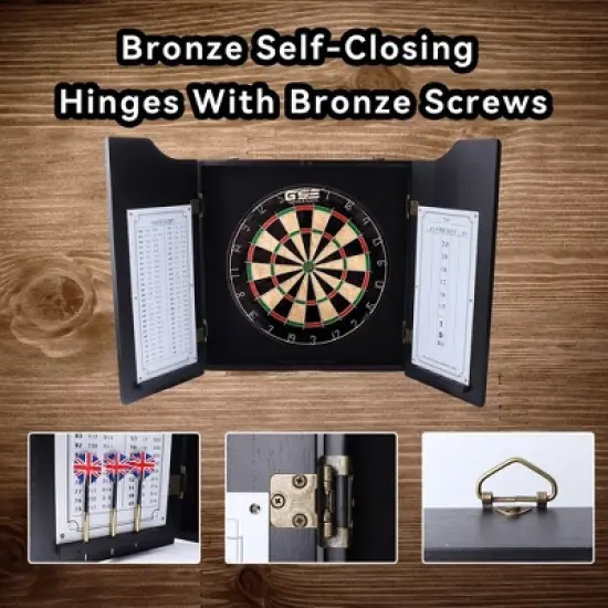 GSE Dartboard Cabinet Set with Sisal/Bristle Dart Board, Dart Scoreboard, and 6 Steel Tip Darts image {3}