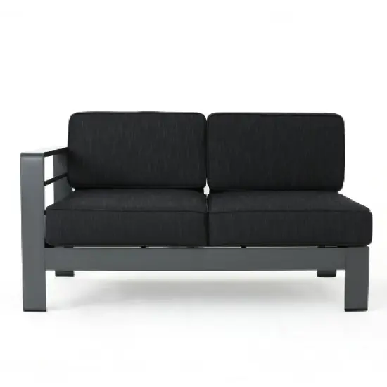 Christopher Knight Home Cape Coral Outdoor V-Shape Aluminum 5 Seater Sectional Sofa Set with Water-Resistant Cushions image {4}