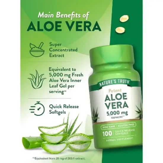 Nature's Truth Aloe Vera Gel 5000mg | 100 Softgels image {4}