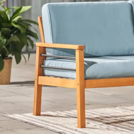 Gloucester Contemporary Wood Patio 2-Seater Sofa - Vifah image {1}