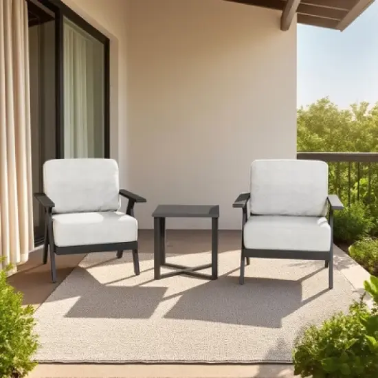 YARDSIGHT 3-Piece Patio Furniture Set, Aluminum Outdoor Bistro Set with 2 Armchairs & Side Table, Weather-Resistant Cushions for Balcony, Deck, Porch image {6}