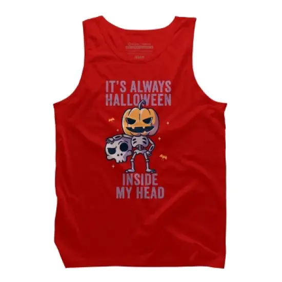 Men's Design By Humans It's Always Halloween Inside My Head Funny Cute Spooky By EduEly Tank Top image {5}