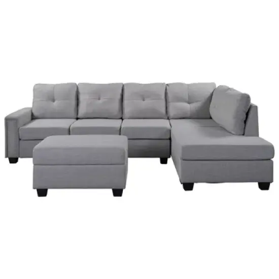 108" Reversible L-Shape Sectional Sofa Couch with Storage Ottoman-ModernLuxe image {3}