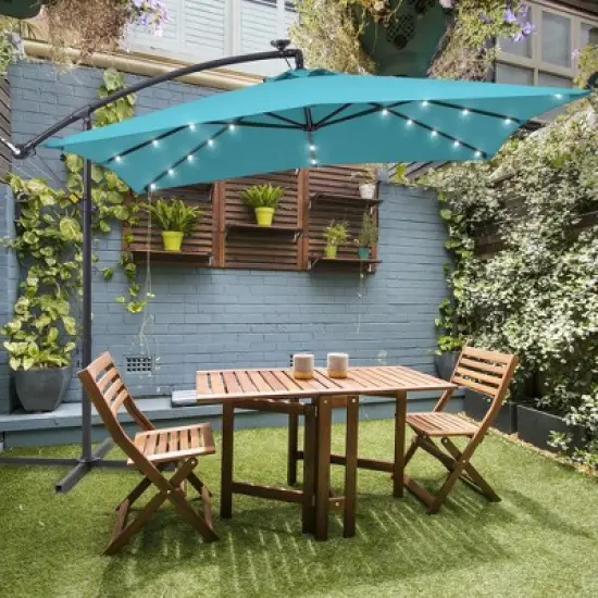 Sonkuki 8.2&times;8.2FT LED Solar Lighted Outdoor Patio Umbrella, Square Canopy Offset Umbrella for Villa Gardens, Lawns and Yard image {11}