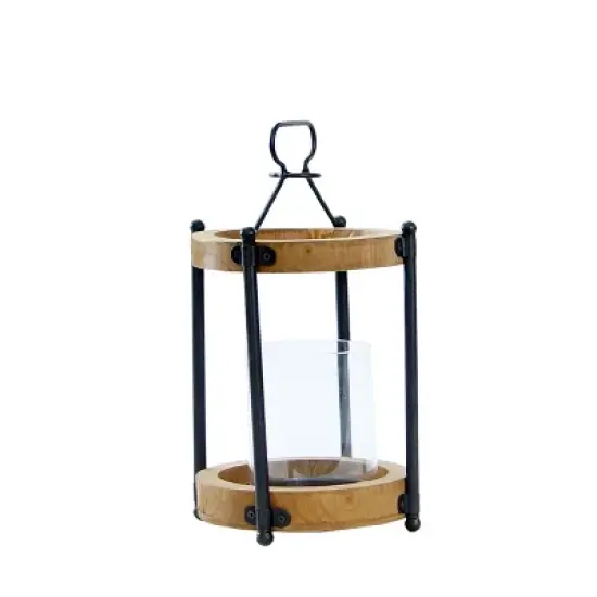 VIP Wood 10 in. Brown Lantern with Top Holder image {5}