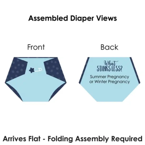 Big Dot of Happiness Baby Boy - Blue Baby Shower Conversation Starter - 2-in-1 Dirty Diaper Game - Set of 24 image {6}