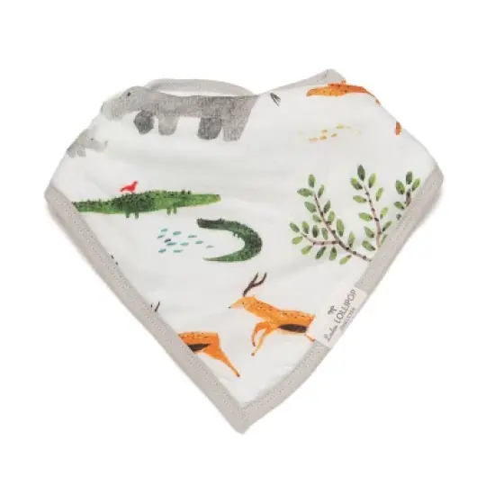 Loulou Lollipop 2pk Muslin Bandana Bib Set - Safari Jungle image {1}