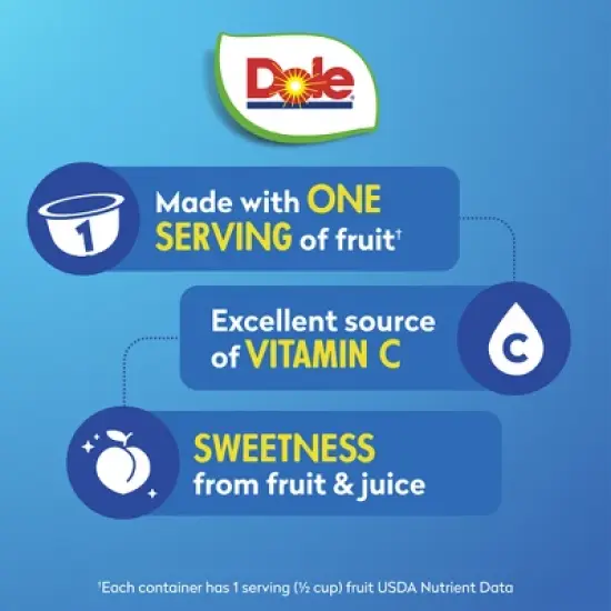 Dole Diced Peaches in Juice Fruit Cups - 16oz/4ct image {4}