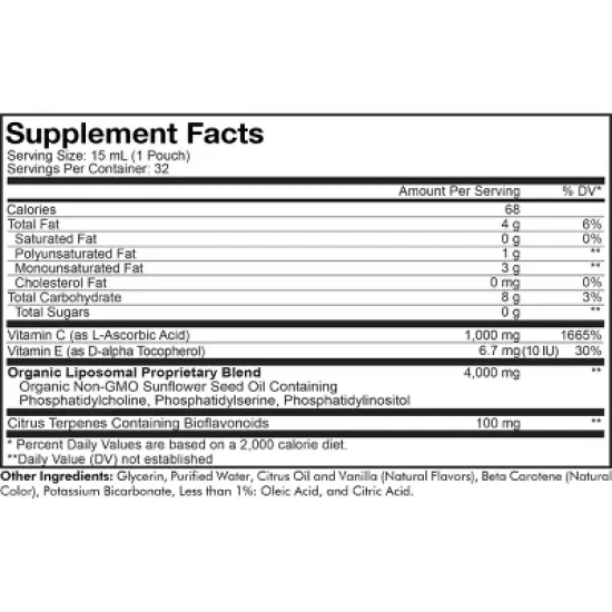 Codeage Liposomal Vitamin C Liquid Supplement with Phospholipids & Vitamin E - 32ct image {2}