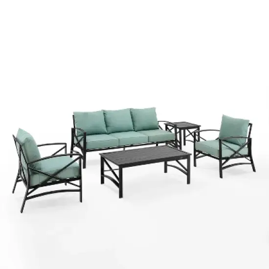 Kaplan 5pc Outdoor Sofa Set with Sofa & 2 Chairs with Coffee Table & Side Table - Crosley
 image {8}