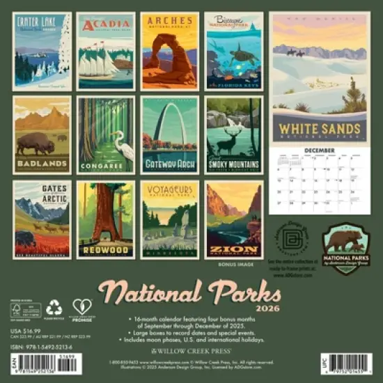 Willow Creek Press ADG 2026 National Parks Wall Calendar image {1}