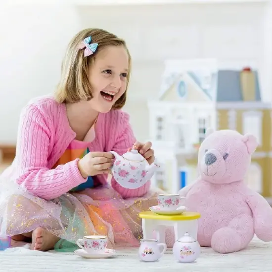 Jewelkeeper 13-Piece Porcelain Tea Party Set with Polka Dot Design image {4}