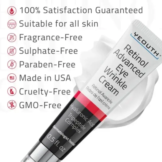 YEOUTH Retinol Eye Cream with Hyaluronic Acid and Tripeptides &ndash; 0.5 oz image {5}