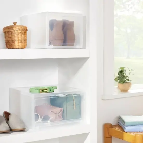 Small Stackable Bins Front Opening Clear Plastic - Brightroom&trade; image {1}