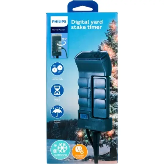 Philips Timer Outdoor Stake 6 Grounded Outlets Digital Timer image {5}