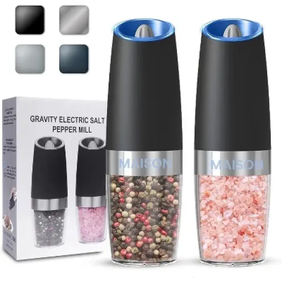 Maison Gravity Electric Pepper and Salt Grinder Set Battery Powered With LED Light One Hand Automatic Operation image {7}
