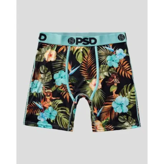 PSD Men's Floral Print Boxer Briefs 2pk - Green/Light Aqua Blue/Black image {1}