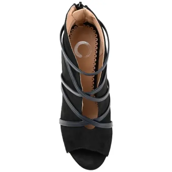 Journee Collection Womens Samara Back Heel Zip Peep Toe Stiletto Booties image {3}