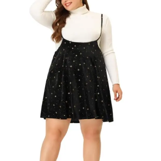 Agnes Orinda Women's Plus Size Velvet High-Rise Star Versatile Flared Skater Skirt image {5}