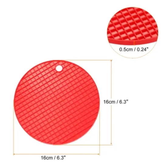 Unique Bargains Silicone Heat Resistant Non-slip Flexible Trivet Mats Red 2 Pcs image {1}