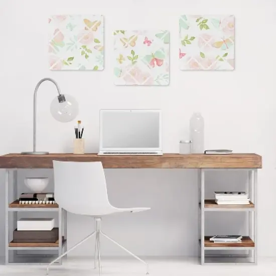 Sweet Jojo Designs Girl Fabric Photo Memo Board Butterfly Floral Pink Green and White image {1}