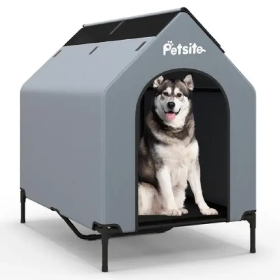 Tangkula 43" Elevated Dog House for Small Breeds Large Pet House w/ Ventilated Windows image {10}