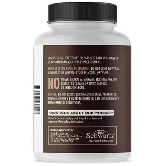 13in1 Mushroom Complex Supplement, Organic Lions Mane, Reishi, Turkey Tail, Cordyceps & more for Energy, Focus & Memory Support, Bioschwartz, 90ct image {6}