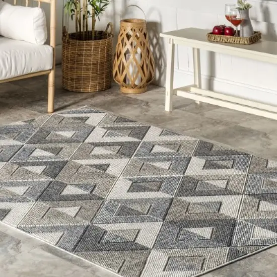 Nuloom Gale Geometric Indoor/Outdoor Patio Area Rug, 4' x 6', Gray image {8}