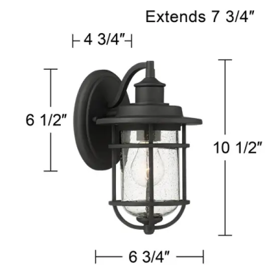 John Timberland Markham Modern Nautical Outdoor Wall Light Fixtures Set of 2 Textured Black 10 1/2" Clear Seedy Glass for Post Exterior Barn Deck Home image {8}