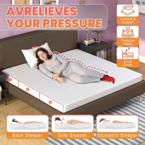 BestMassage 5 Inch Mattress Bamboo Charcoal Memory Foam Mattress Medium Firm Mattress CertiPUR-US Certified image {4}