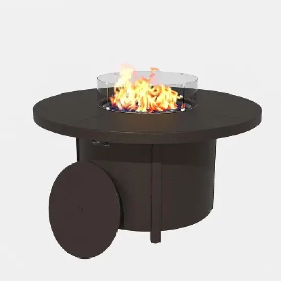 ALAULM Propane Round Fire Pit Table 48in, 40,000 BTU Auto-Ignition Round Gas Fire Pits,with Windshield,Blue Stone and Lid,for Outside Patio image {7}