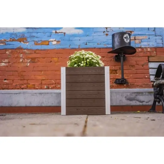 Vita 22" Wide Urbana Cube Square Planter Box Espresso image {1}