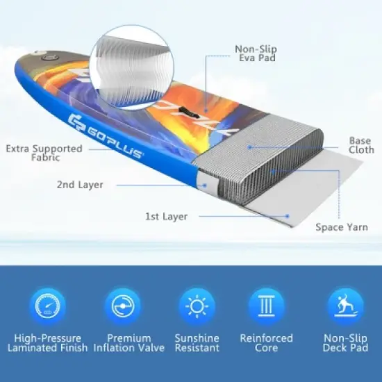 Costway 10'5''/11' Inflatable Stand Up Paddle Board SUP Surfboard with Aluminum Paddle image {5}