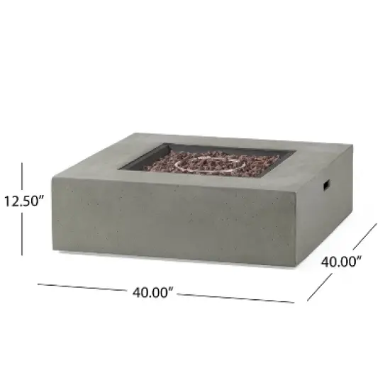 40 Inch Square Outdoor Fire Table with 50,000 BTU and Smooth Concrete Design image {7}