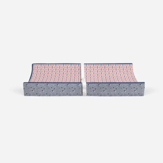 Bacati - Olivia Printed Dot/Cross Coral/Navy Quilted Changing Pad Cover image {5}