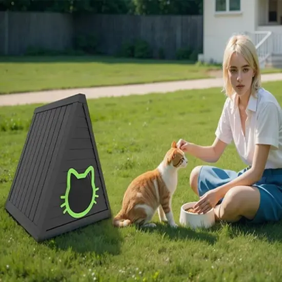 Decksplore Cat House for Outdoor Weatherproof Shelter Cats Triangle Moisture and Odor Resistant image {14}
