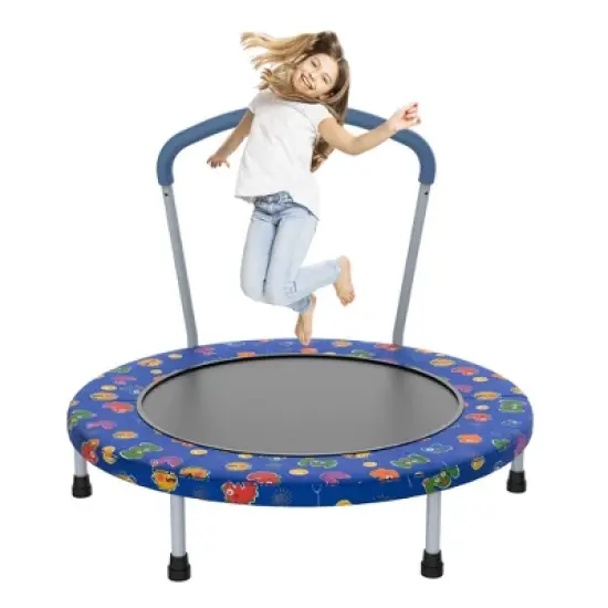Jump Into Fun 36" Mini Indoor Quiet Kids Trampoline With Safety And Durable Steel Frame Recreational Trampoline For Fitness Workout Exercise image {10}
