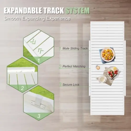 GlasFlength Patio End Tables, Aluminum Extendable, Adjustable Indoor Outdoor, Elegant Ivory White, 70.8"*32.7"*29.5" image {3}